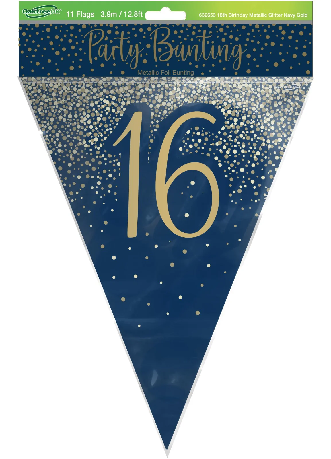 16th Birthday Navy Gold Bunting - Image 3