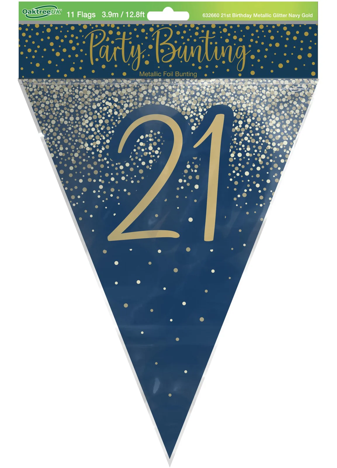 21st Birthday Navy Gold Bunting - Image 3