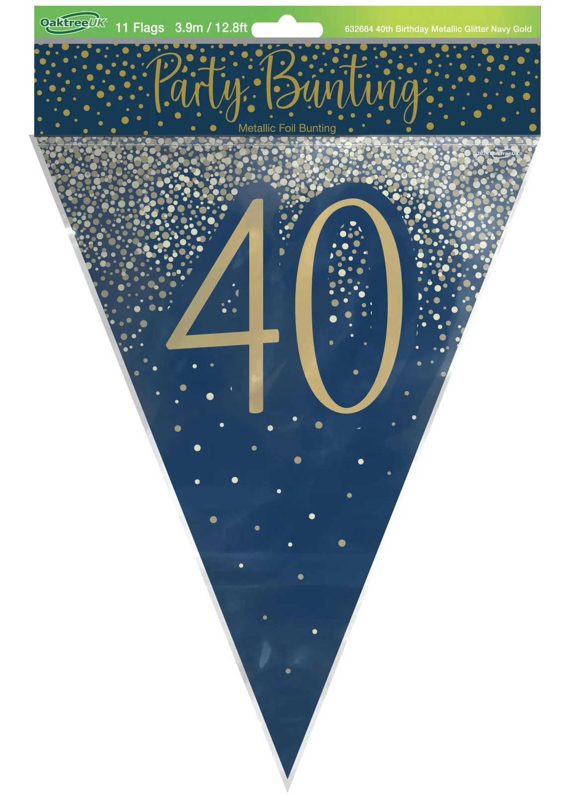 40th Birthday Navy Gold Bunting - Image 3