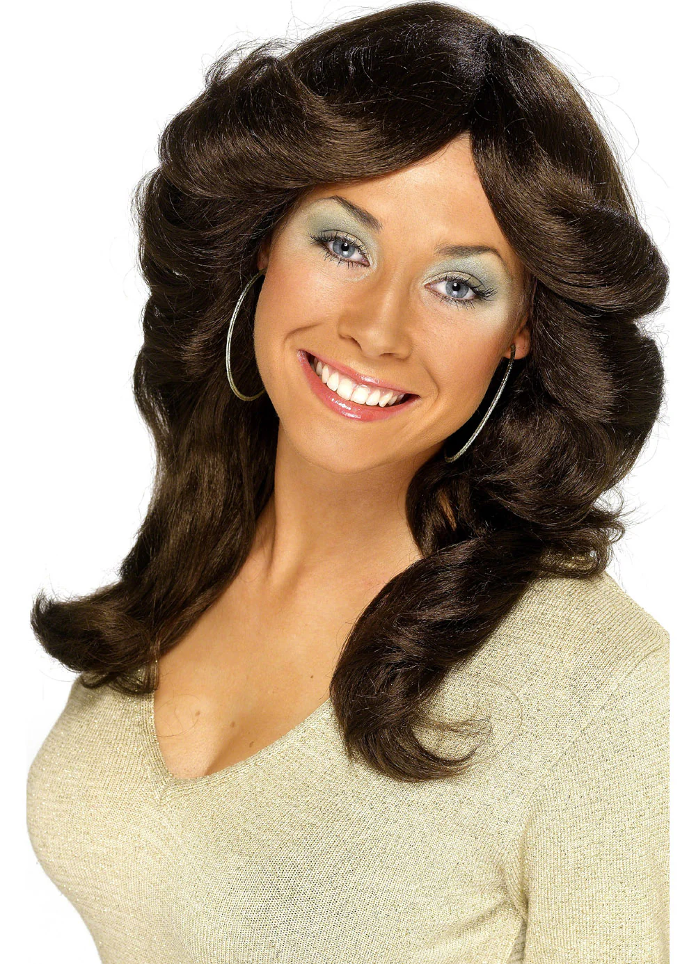 70's Long Flick Brown Wig
