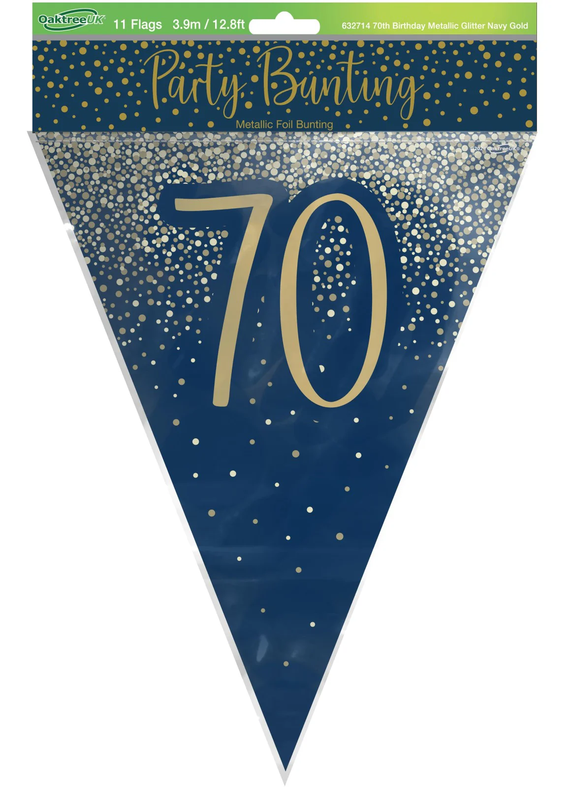 70th Birthday Navy Gold Bunting - Image 3