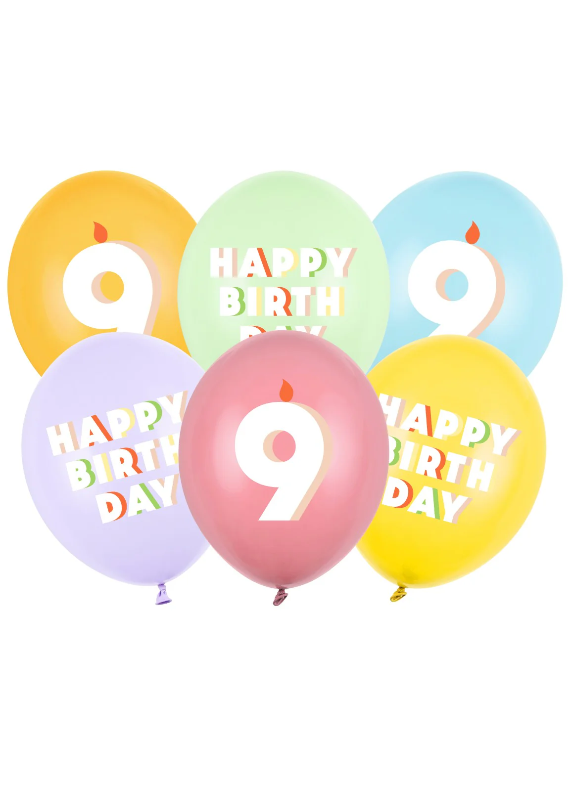 9th Birthday Mix Latex Balloons 6pk