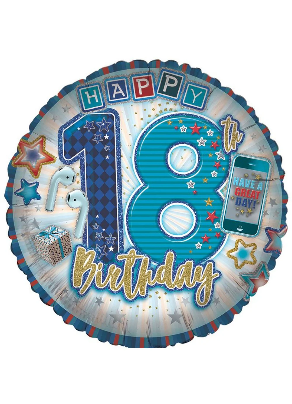Age 18 Boy Foil Balloon - Image 2