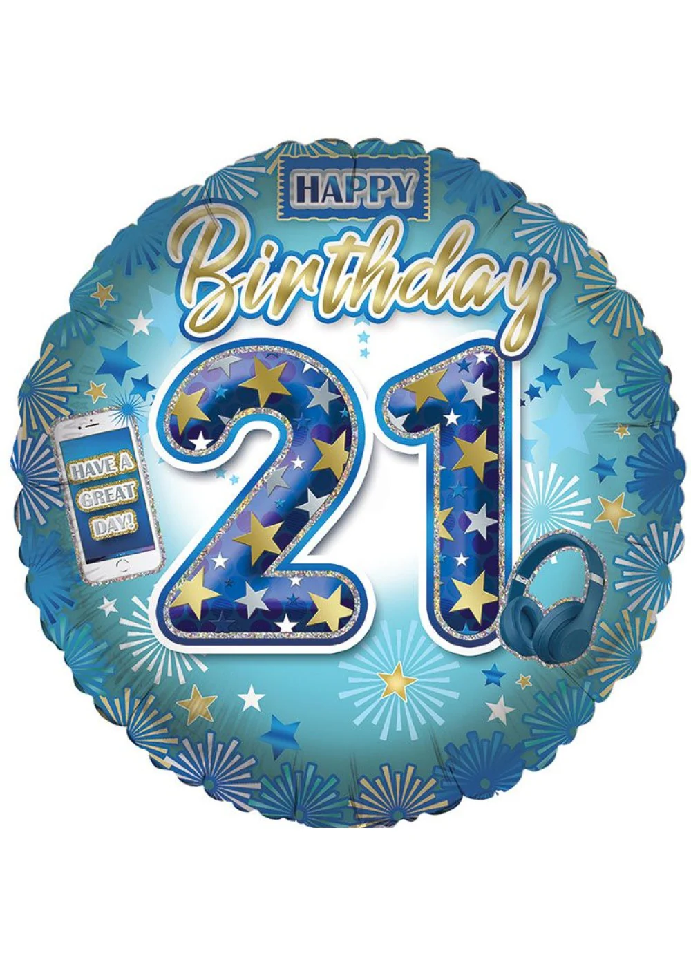 Age 21 Boy Foil Balloon - Image 2