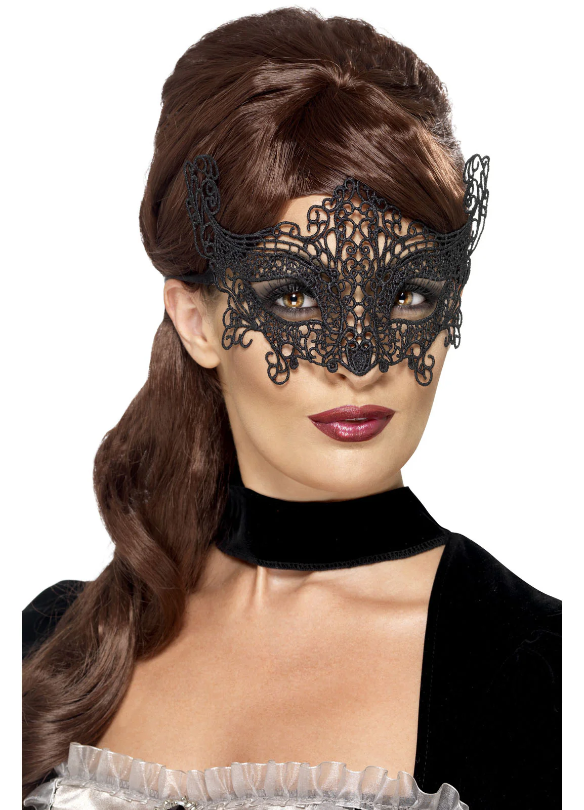 Black Embroidered Swirl Eyemask