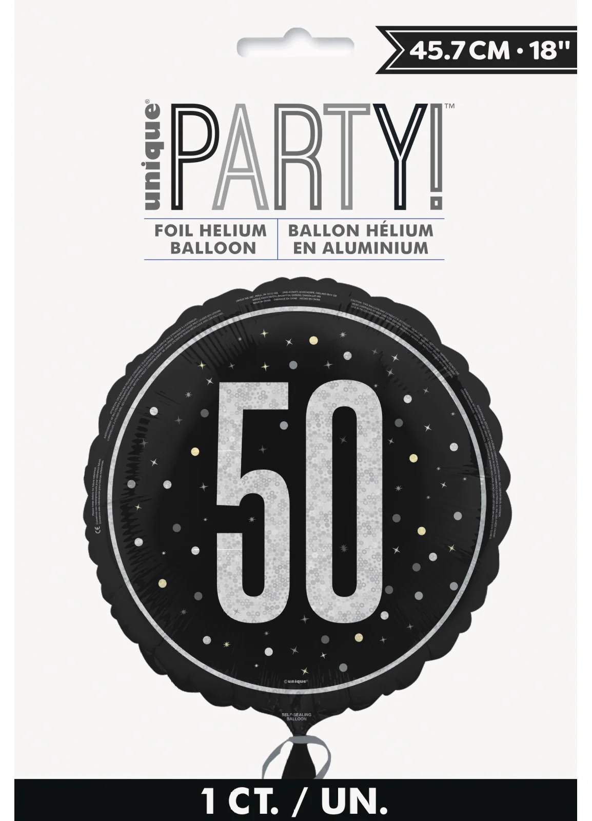 Black Glitz Age 50 Foil Balloon - Image 2