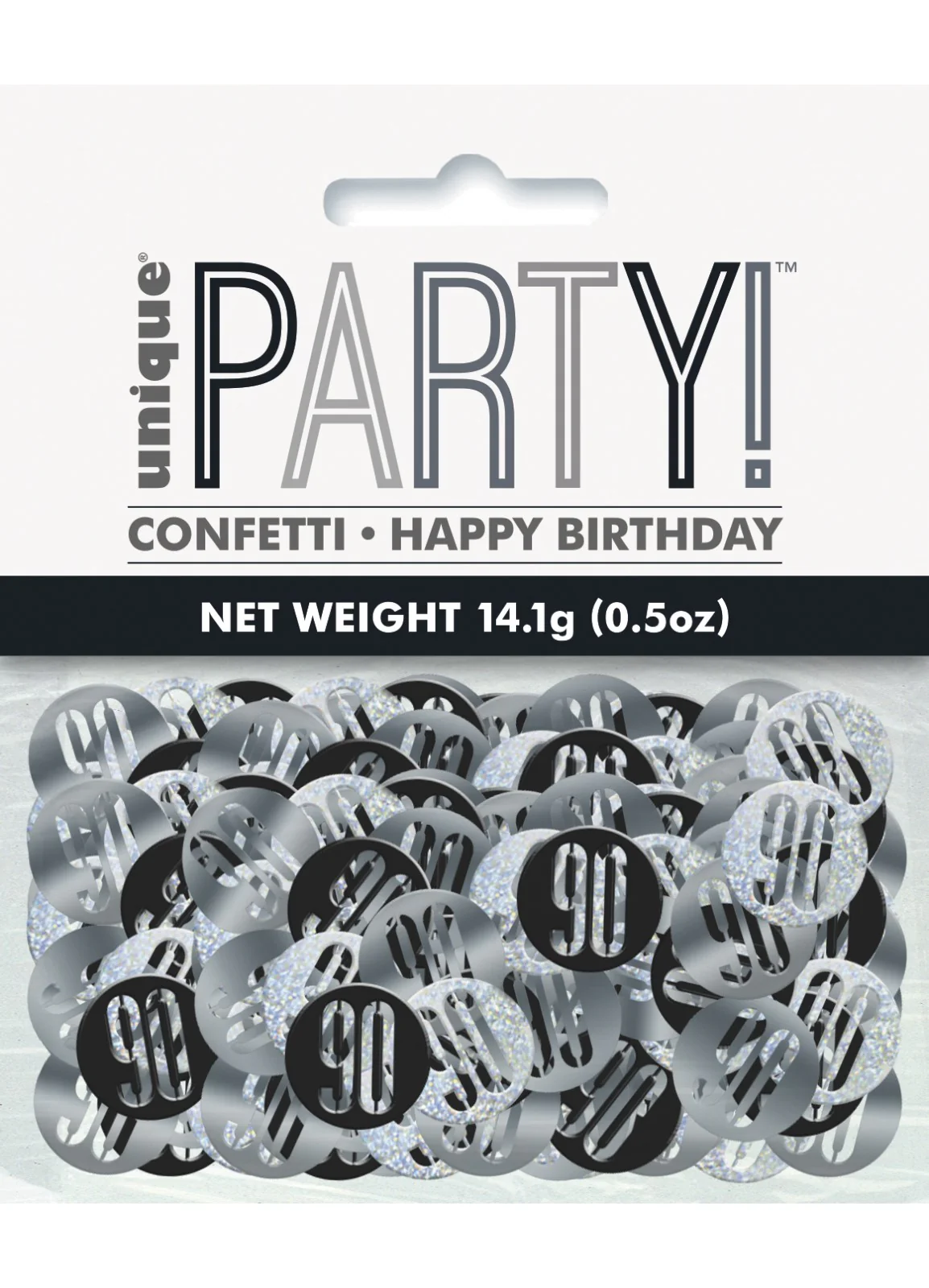 Black Glitz Age 90 Confetti