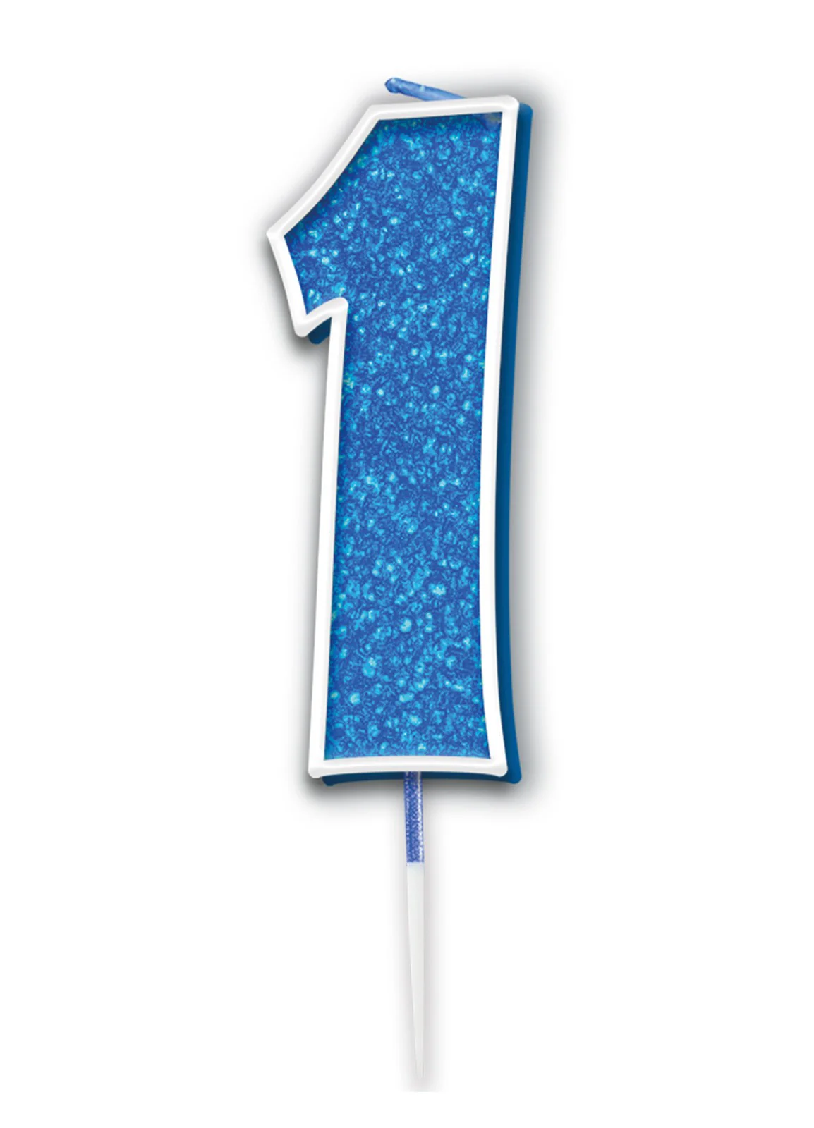 Blue Glitter Number 1 Candle