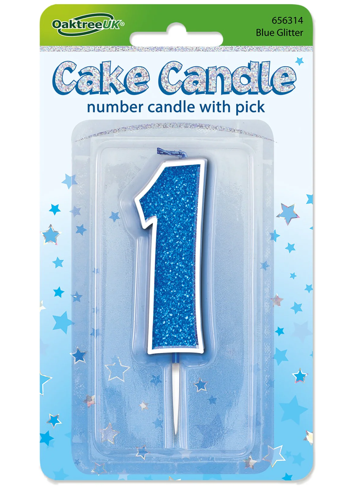 Blue Glitter Number 1 Candle - Image 2