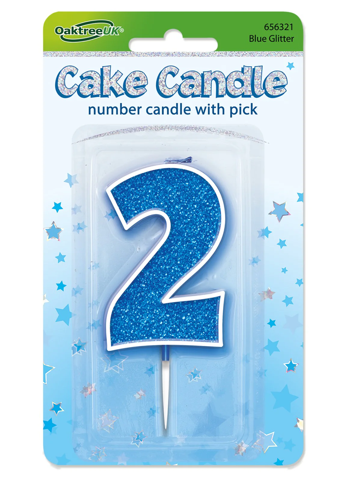 Blue Glitter Number 2 Candle - Image 2