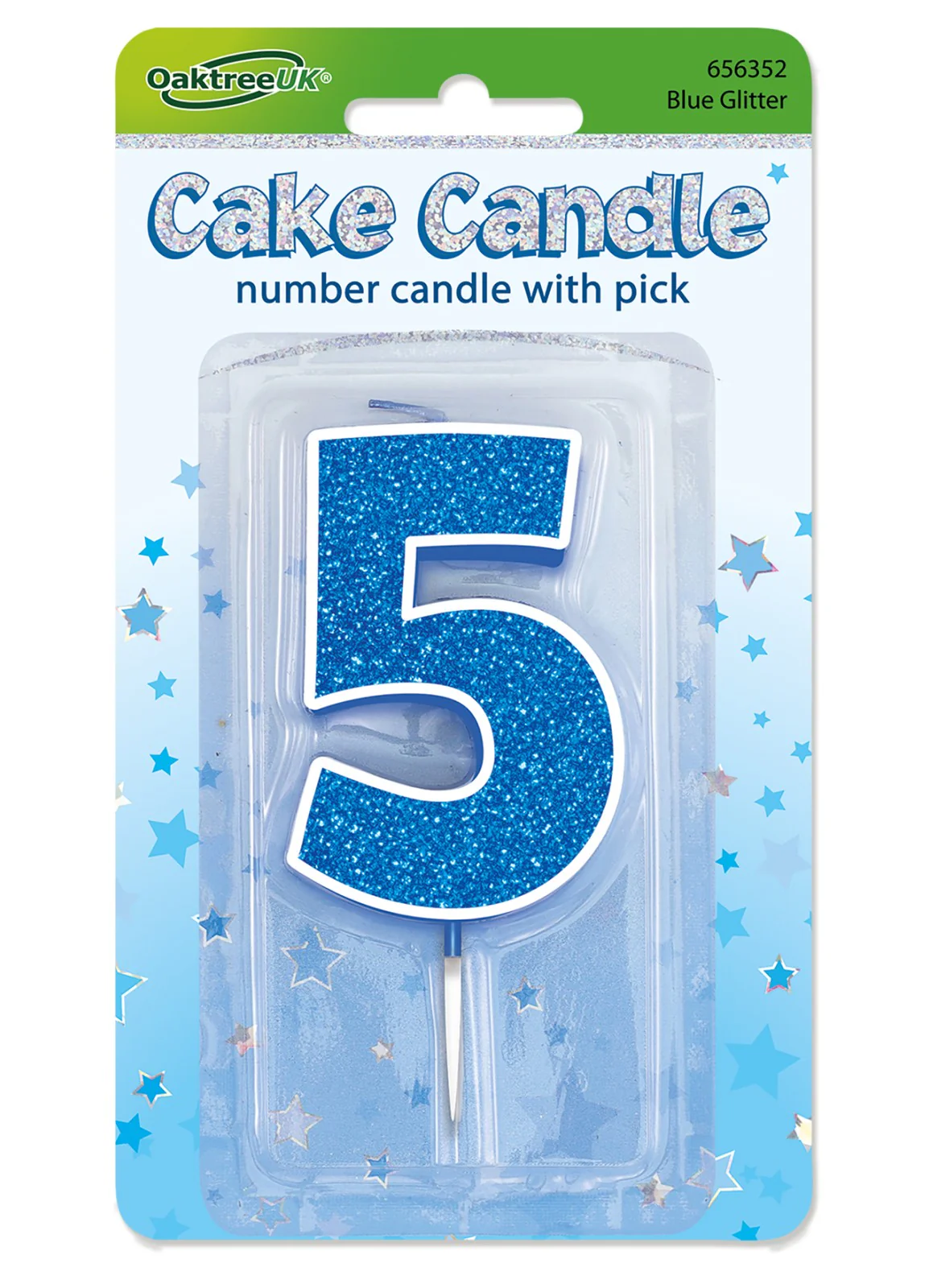 Blue Glitter Number 5 Candle - Image 2