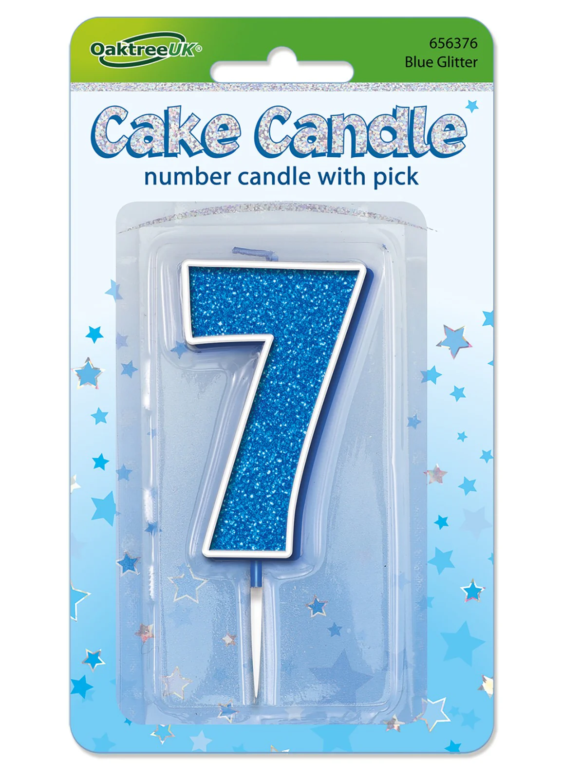Blue Glitter Number 7 Candle - Image 2