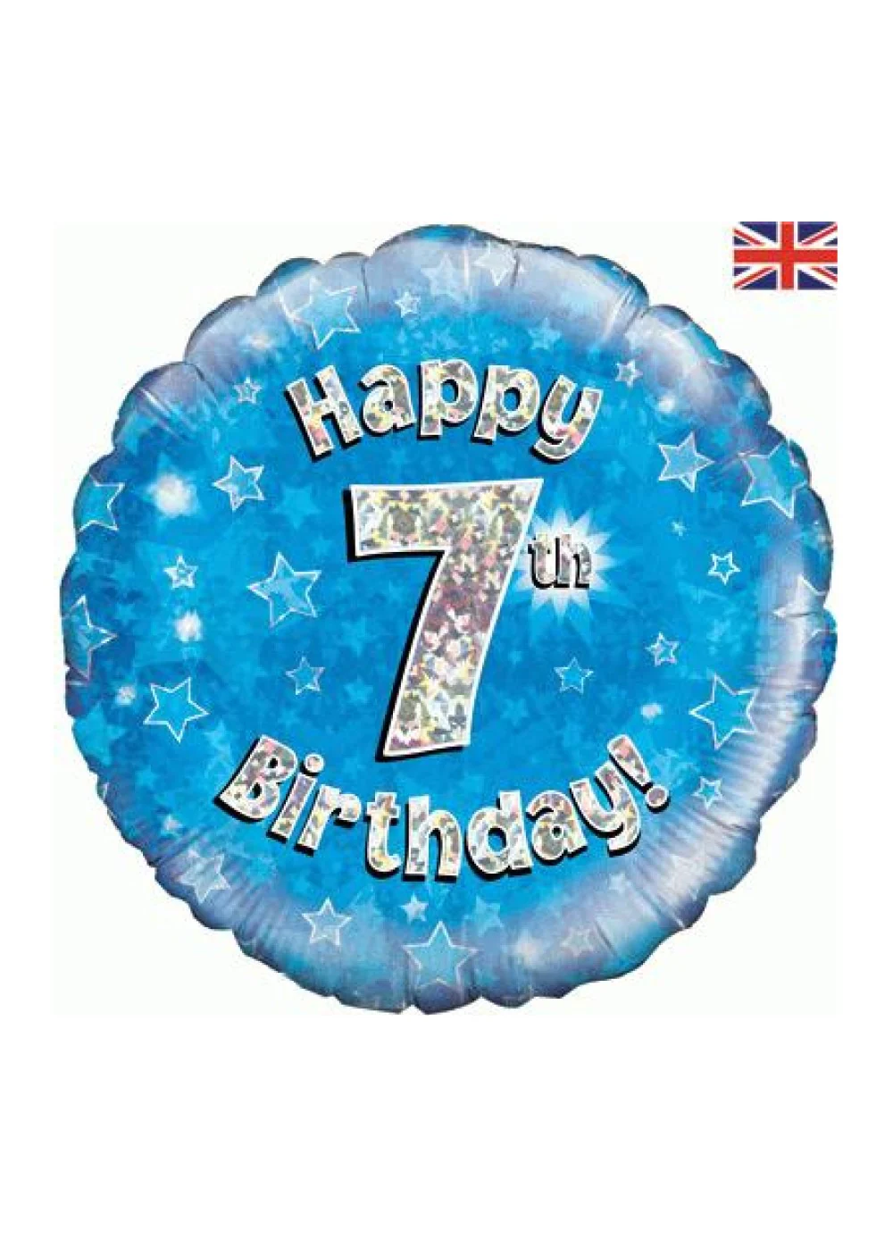 Blue Happy 7th Birthday Foil Balloon