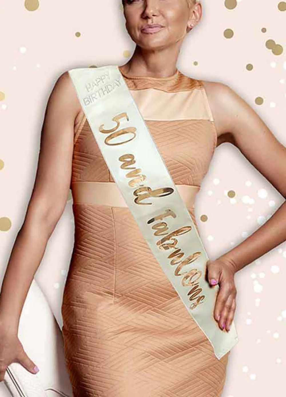 Cream & Rose Gold 50th Birthday Sash