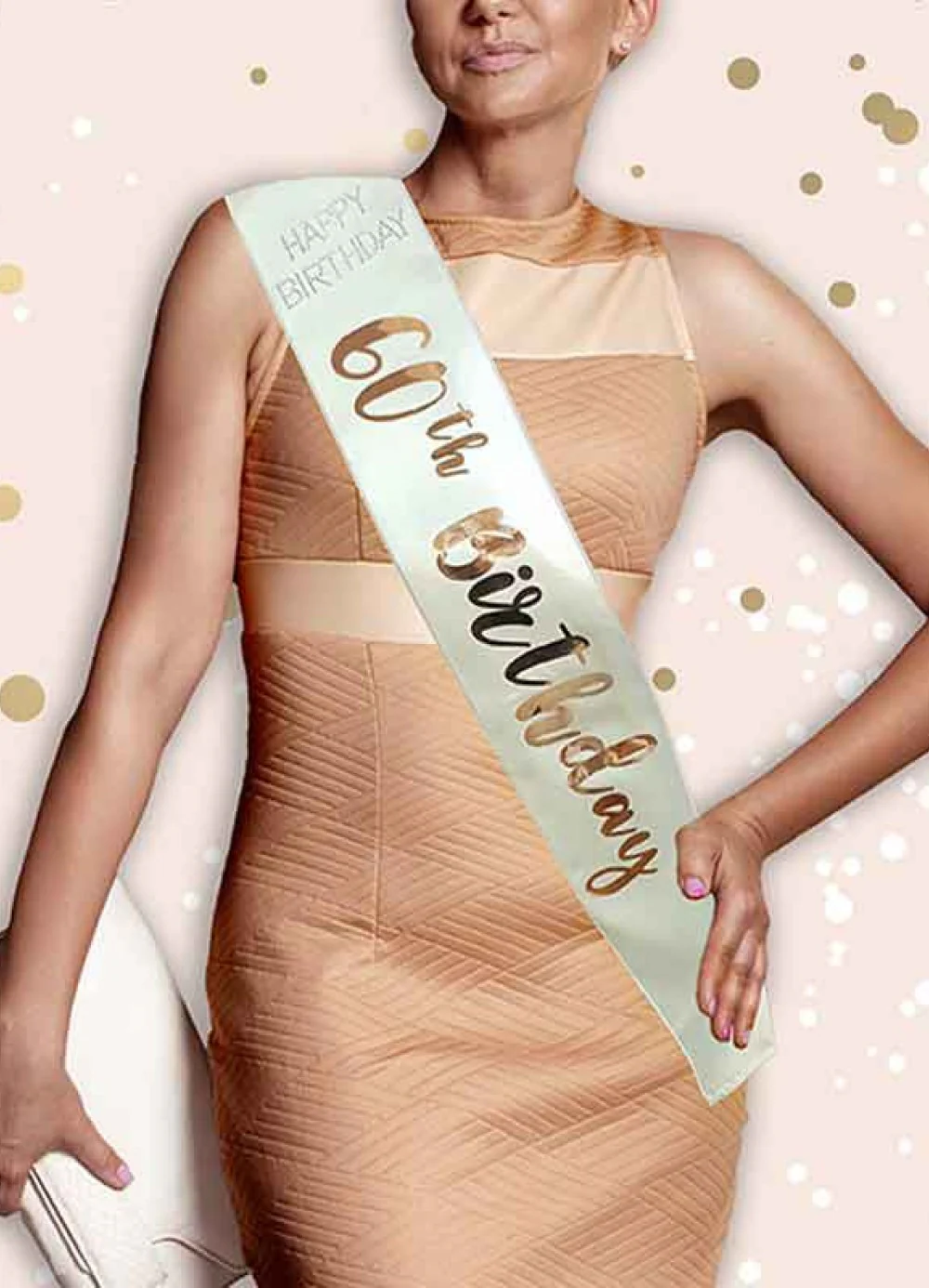 Cream & Rose Gold 60th Birthday Sash