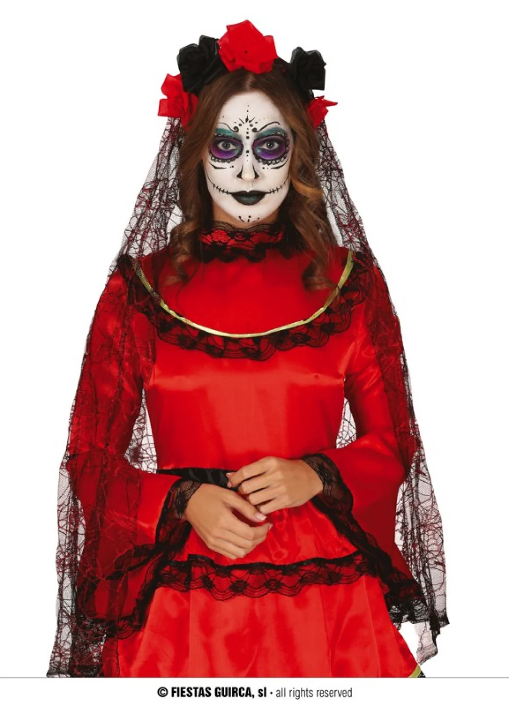 Day of the Dead Flower & Veil Headband
