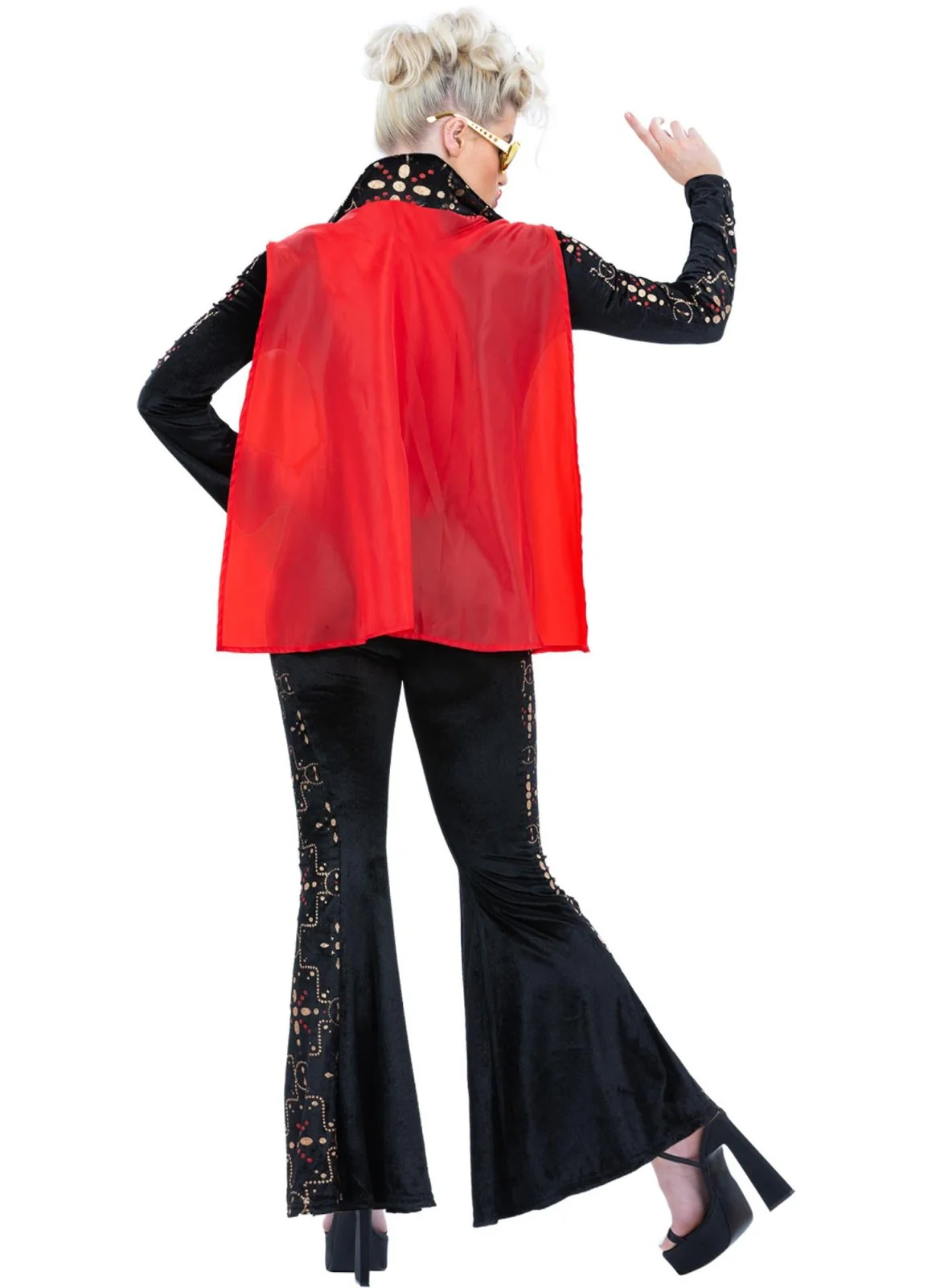 Elvis Black Rhinestone Lady Costume - Image 3