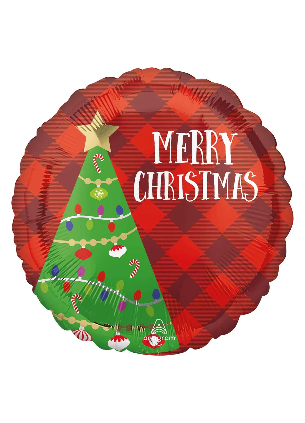 Festive Tree Plaid Foil Balloon
