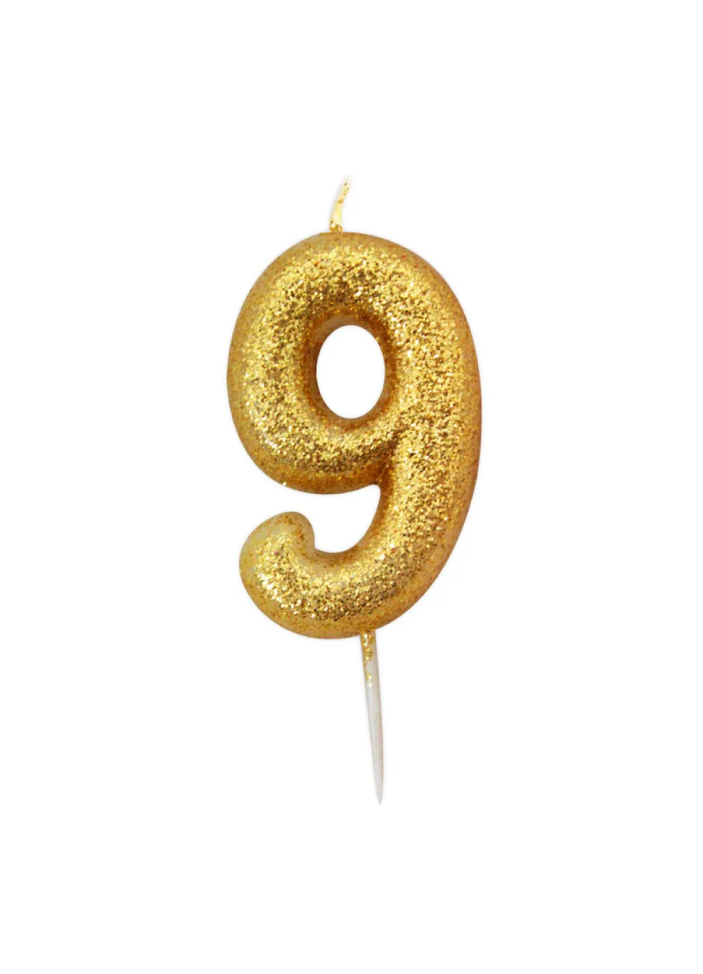 Gold Glitter Number 9 Candle