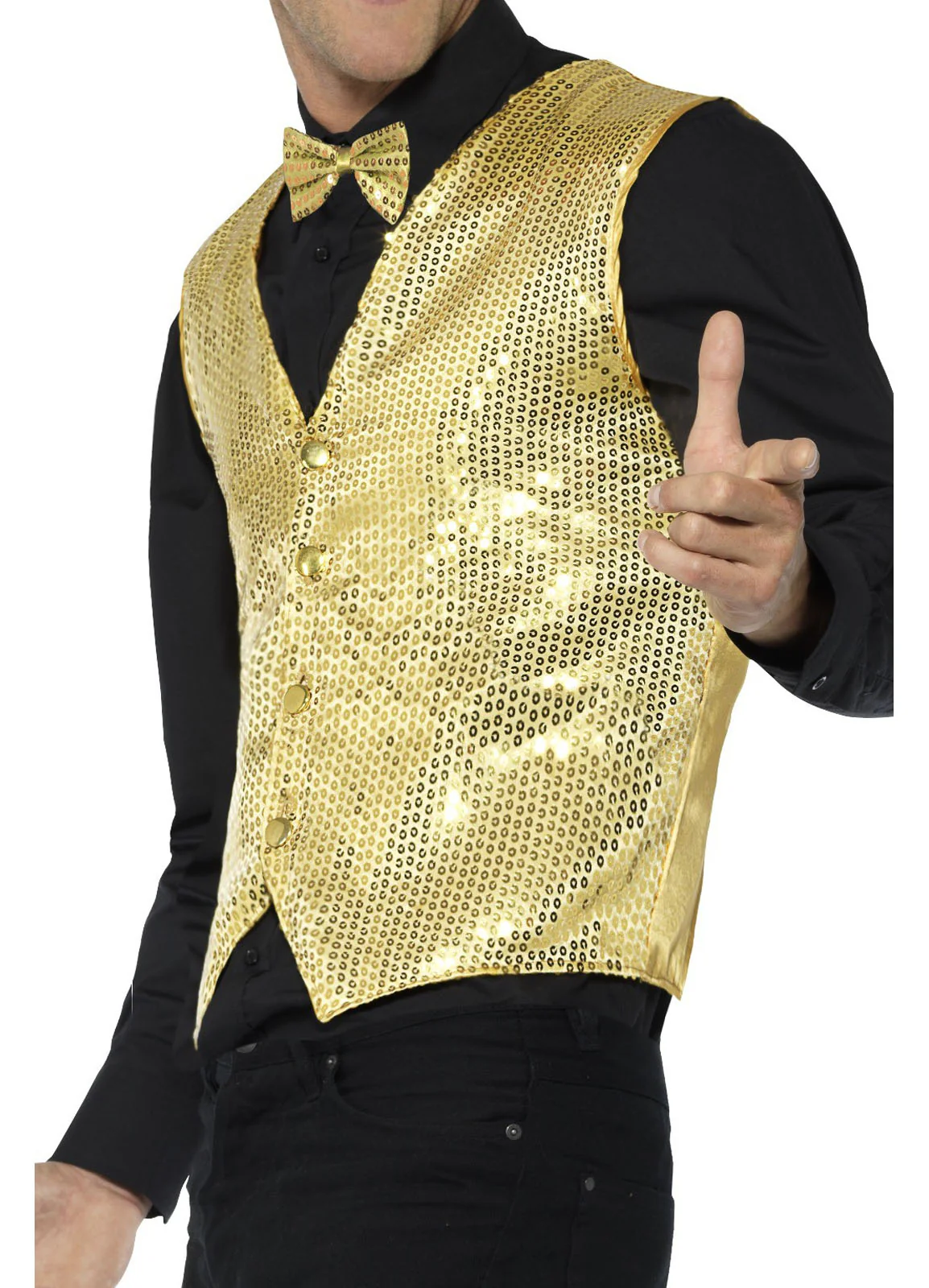 Gold Sequin Waistcoat - Image 2