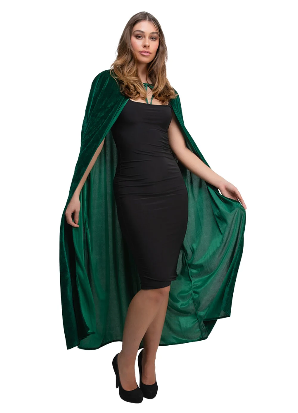Green Velvet Hooded Cloak - Image 2