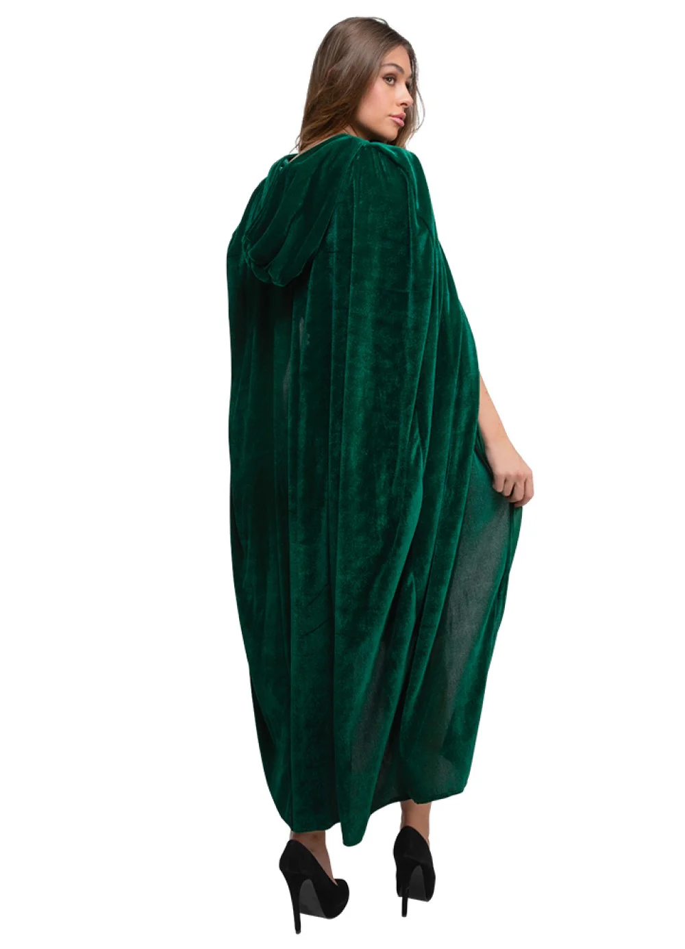 Green Velvet Hooded Cloak - Image 3