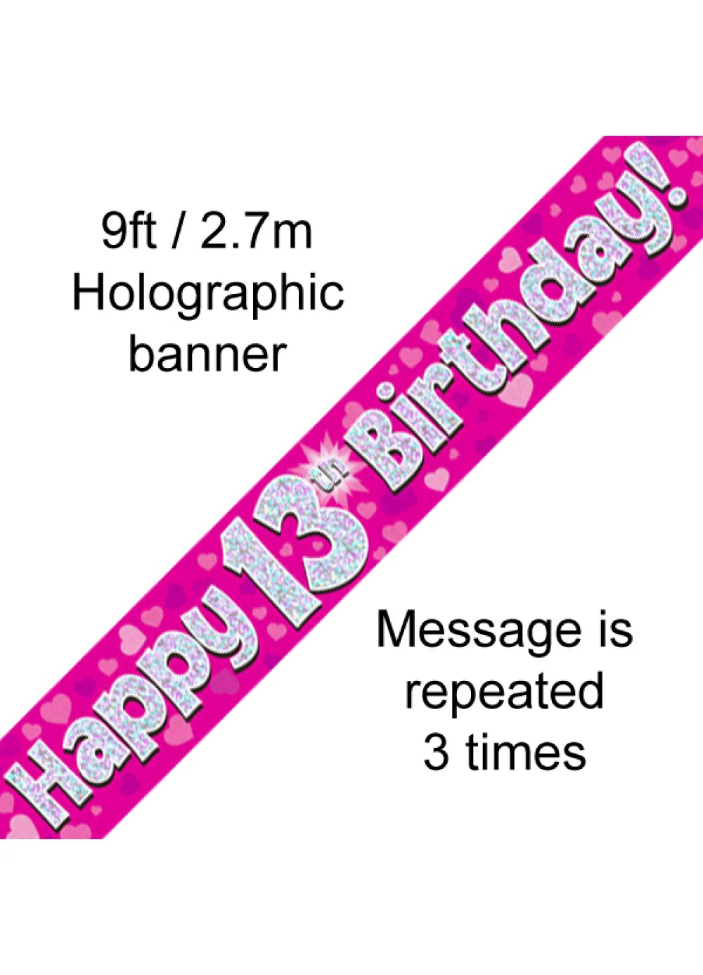 Happy 13th Birthday Pink Foil Banner