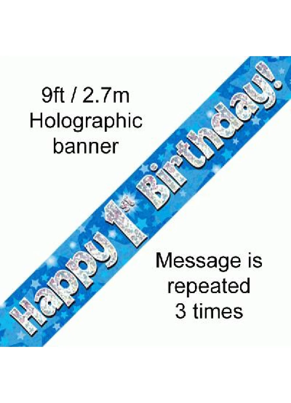Happy 1st Birthday Blue Foil Banner