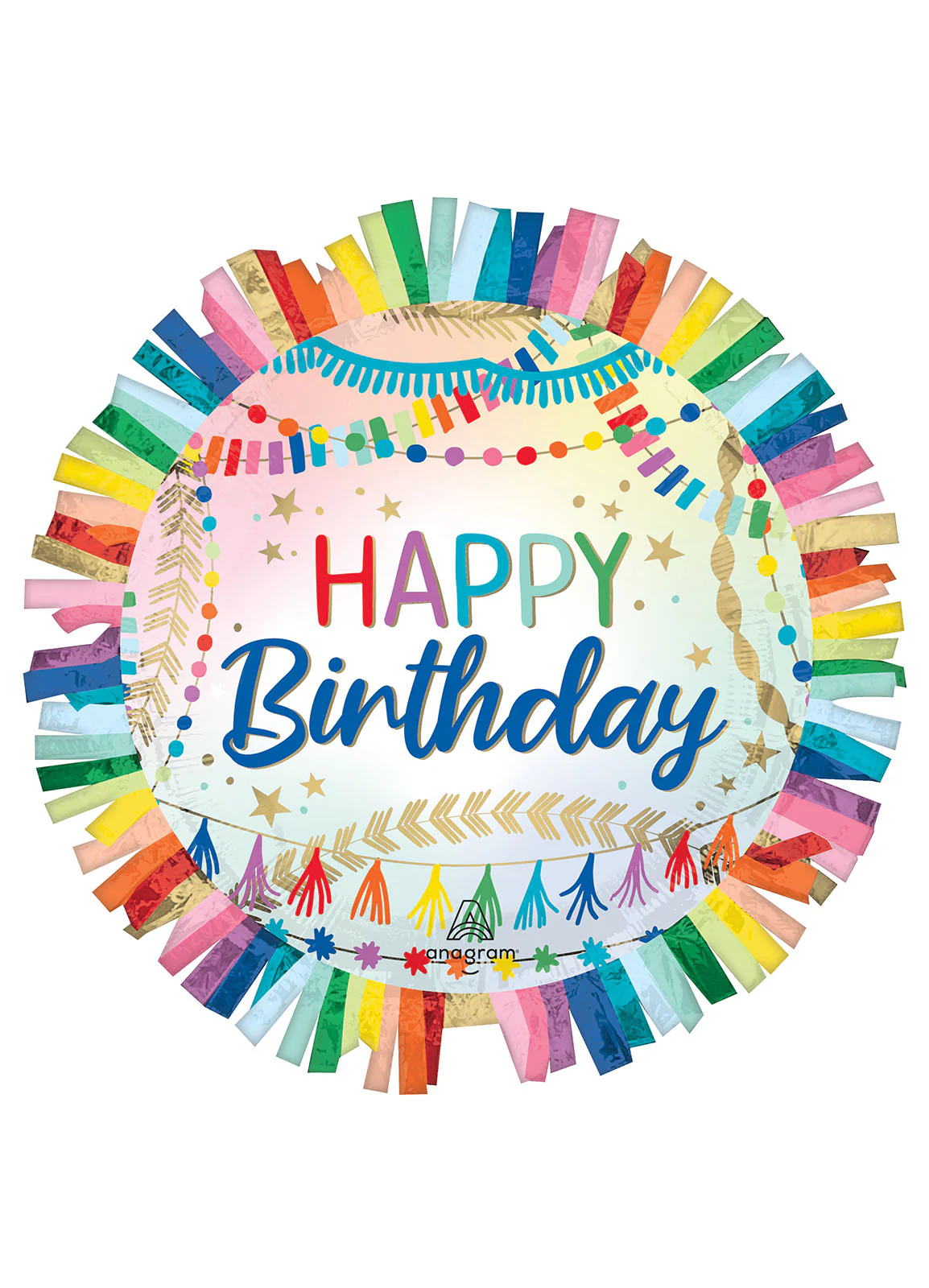 Happy Birthday Streamers Fringe Large Balloon