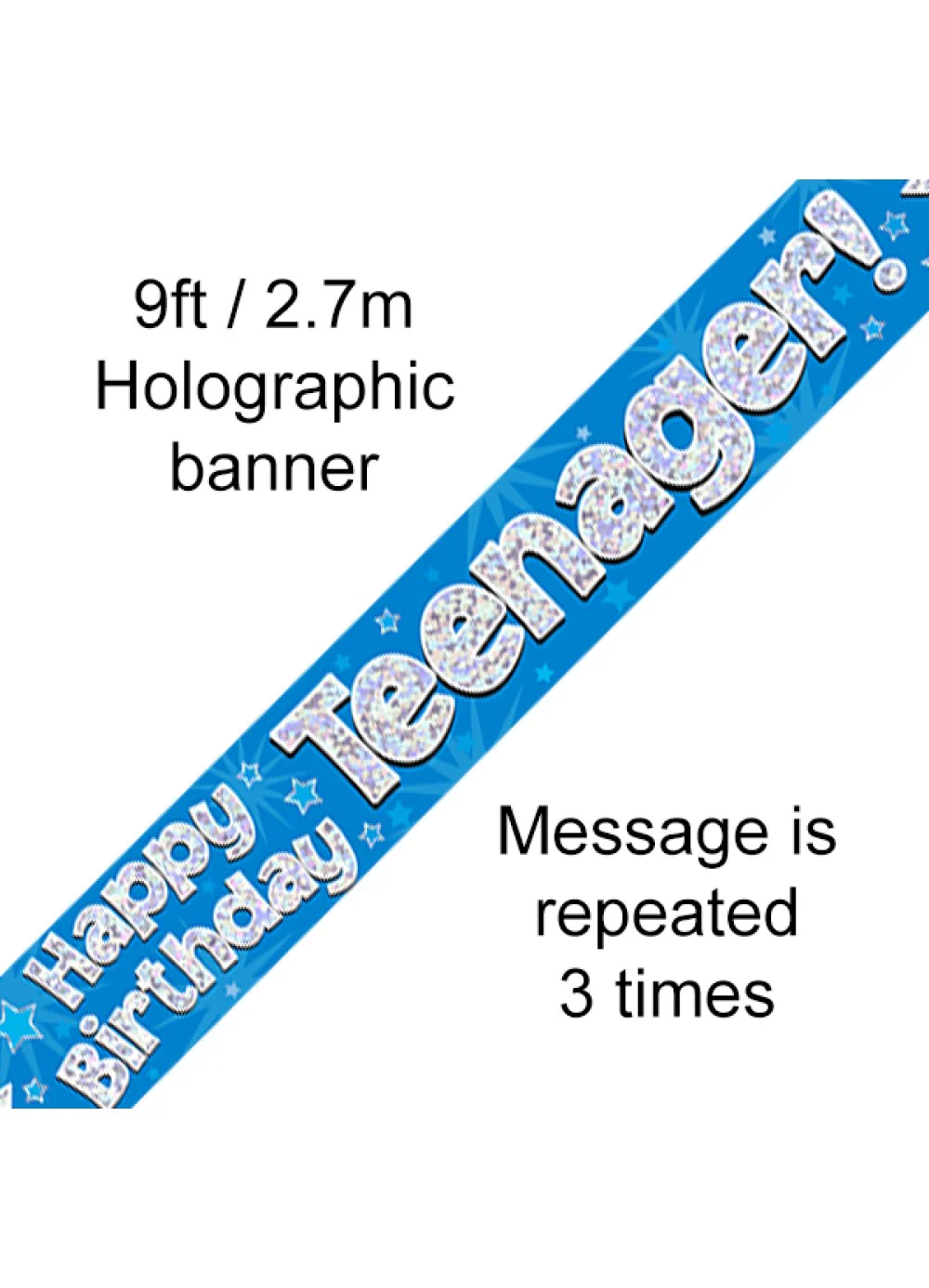 Happy Birthday Teenager Blue Foil Banner