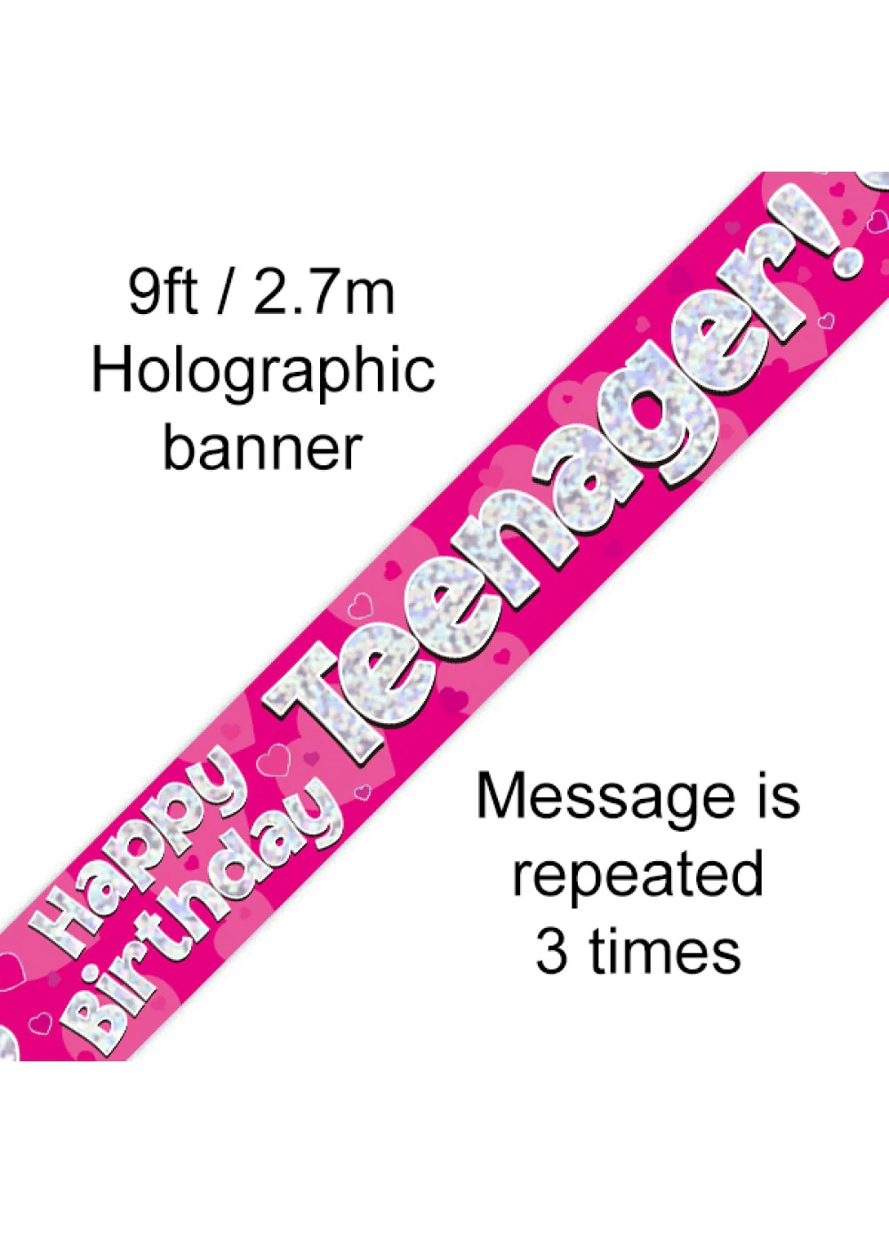 Happy Birthday Teenager Pink Foil Banner