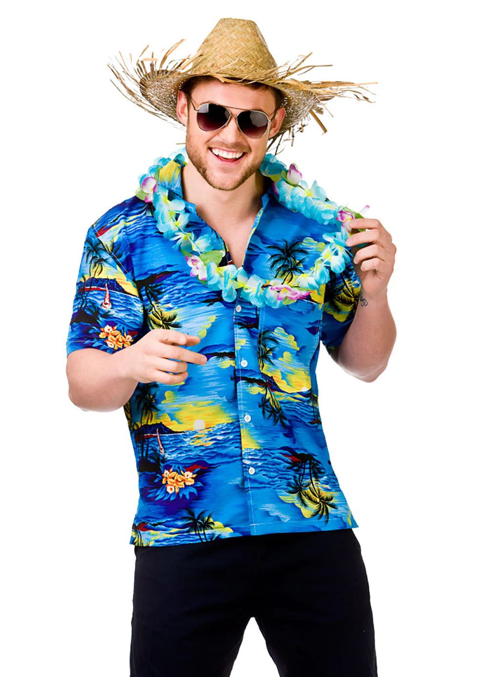 Hawaiian Blue Palm Tree Shirt