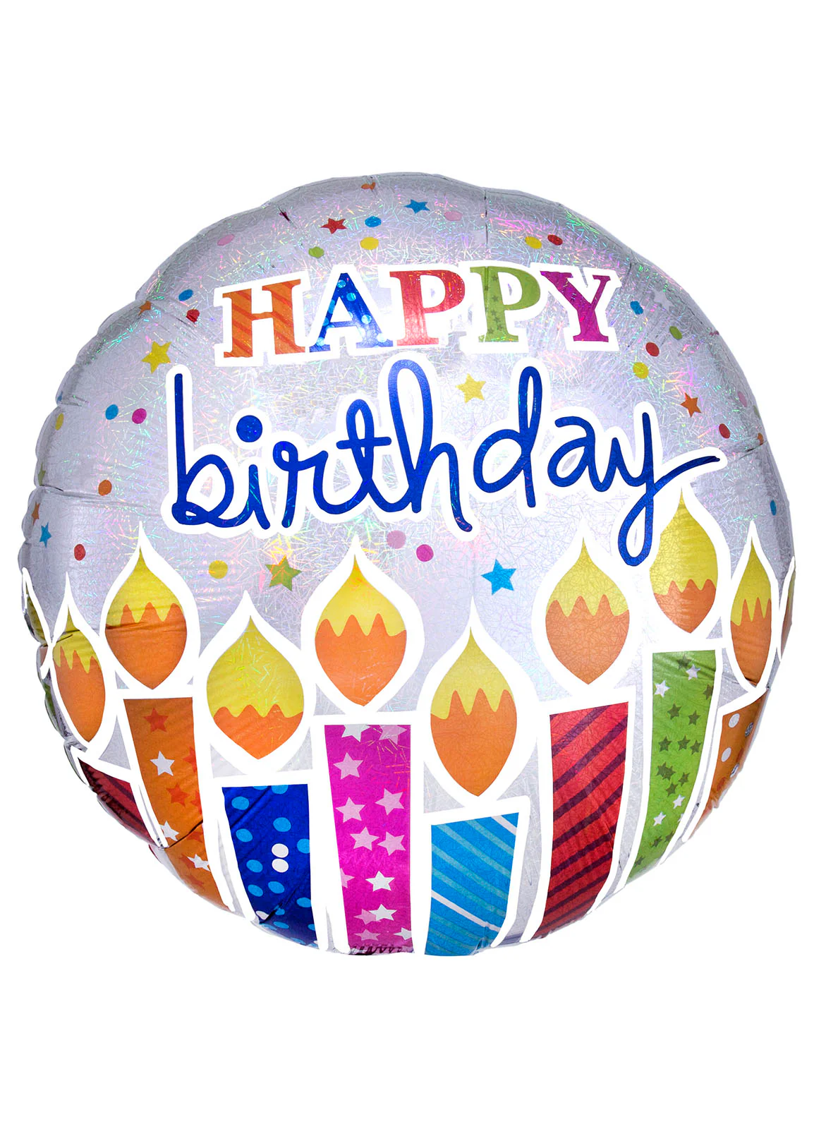 Holographic Birthday Candles Large Balloon