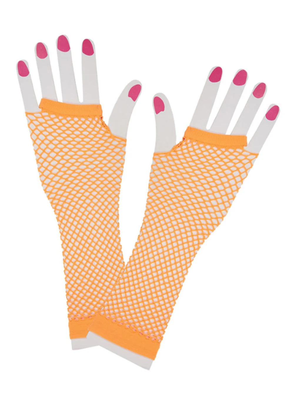 Long Orange Fishnet Gloves