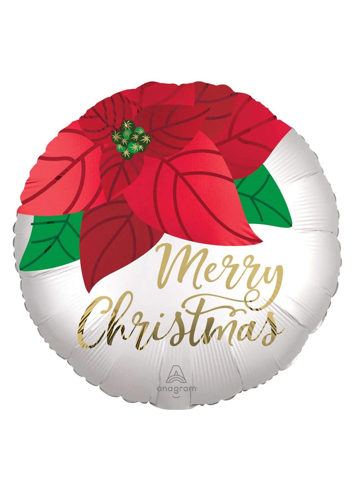 Merry Christmas Poinsettia Foil Balloon