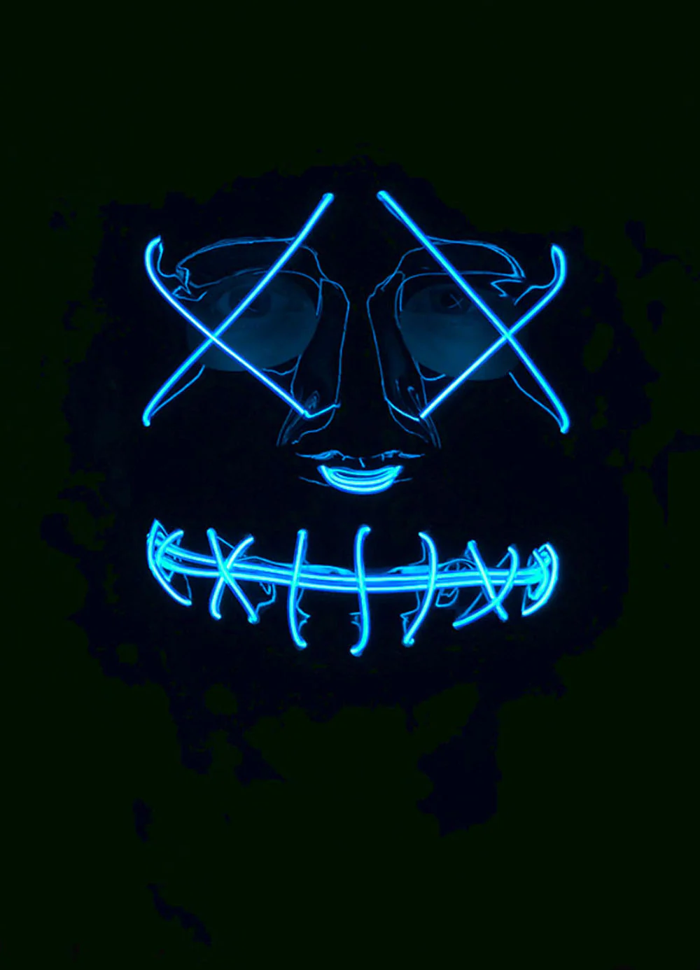 Neon Blue Light Up Mask