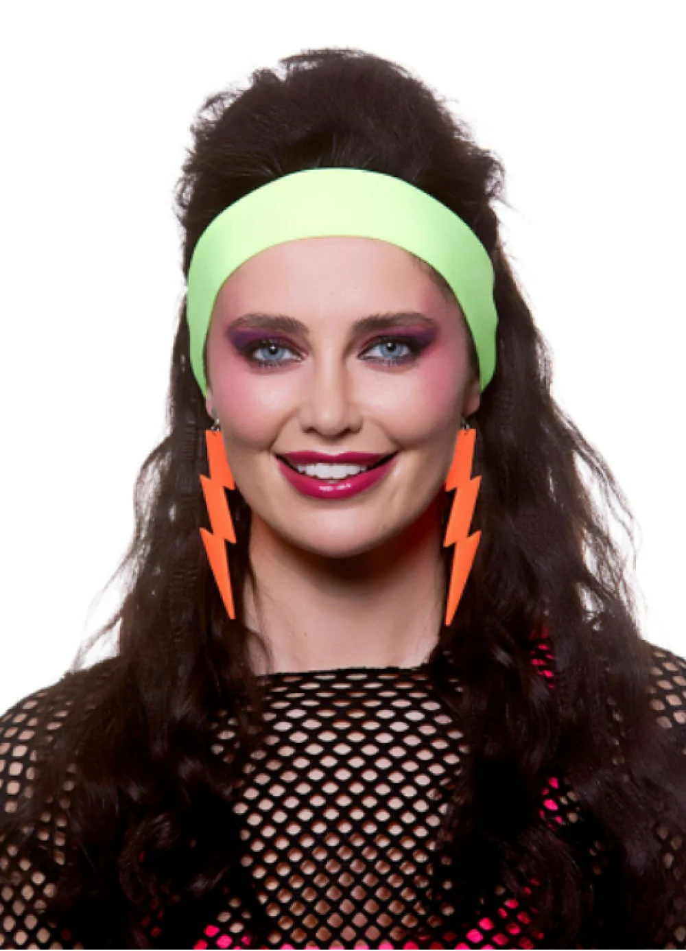 Neon Orange 80's Earrings - Image 2