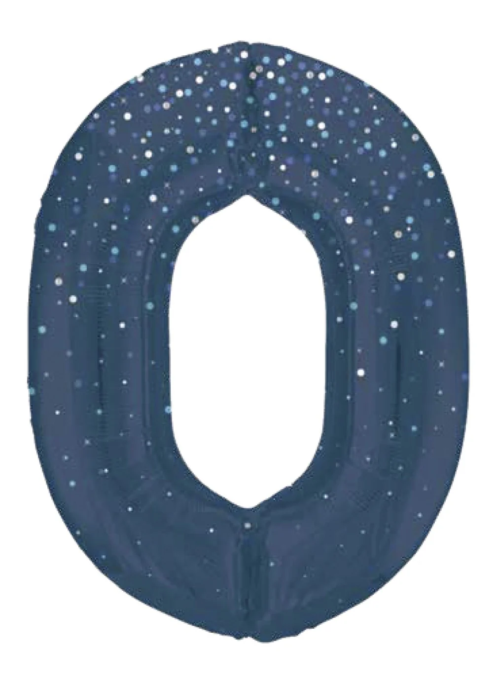 Number 0 Blue Glitz Foil Balloon