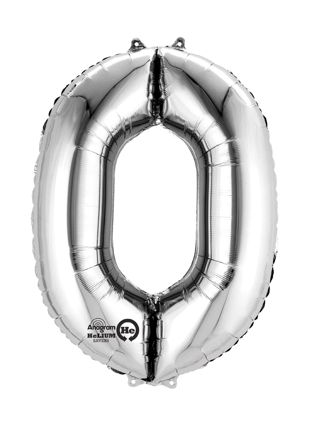 Number 0 Silver Air Filled Balloon