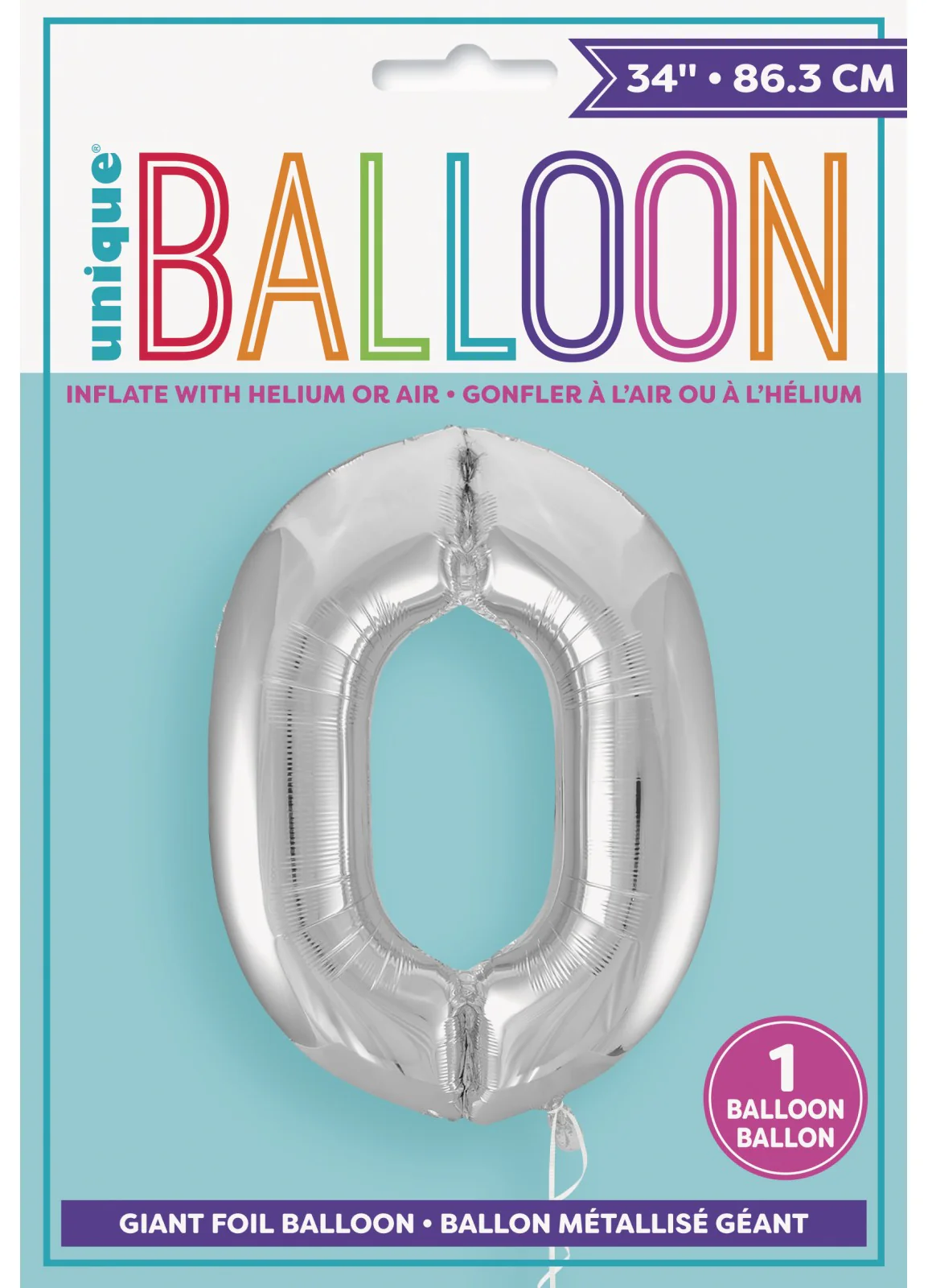 Number 0 Silver Foil Balloon