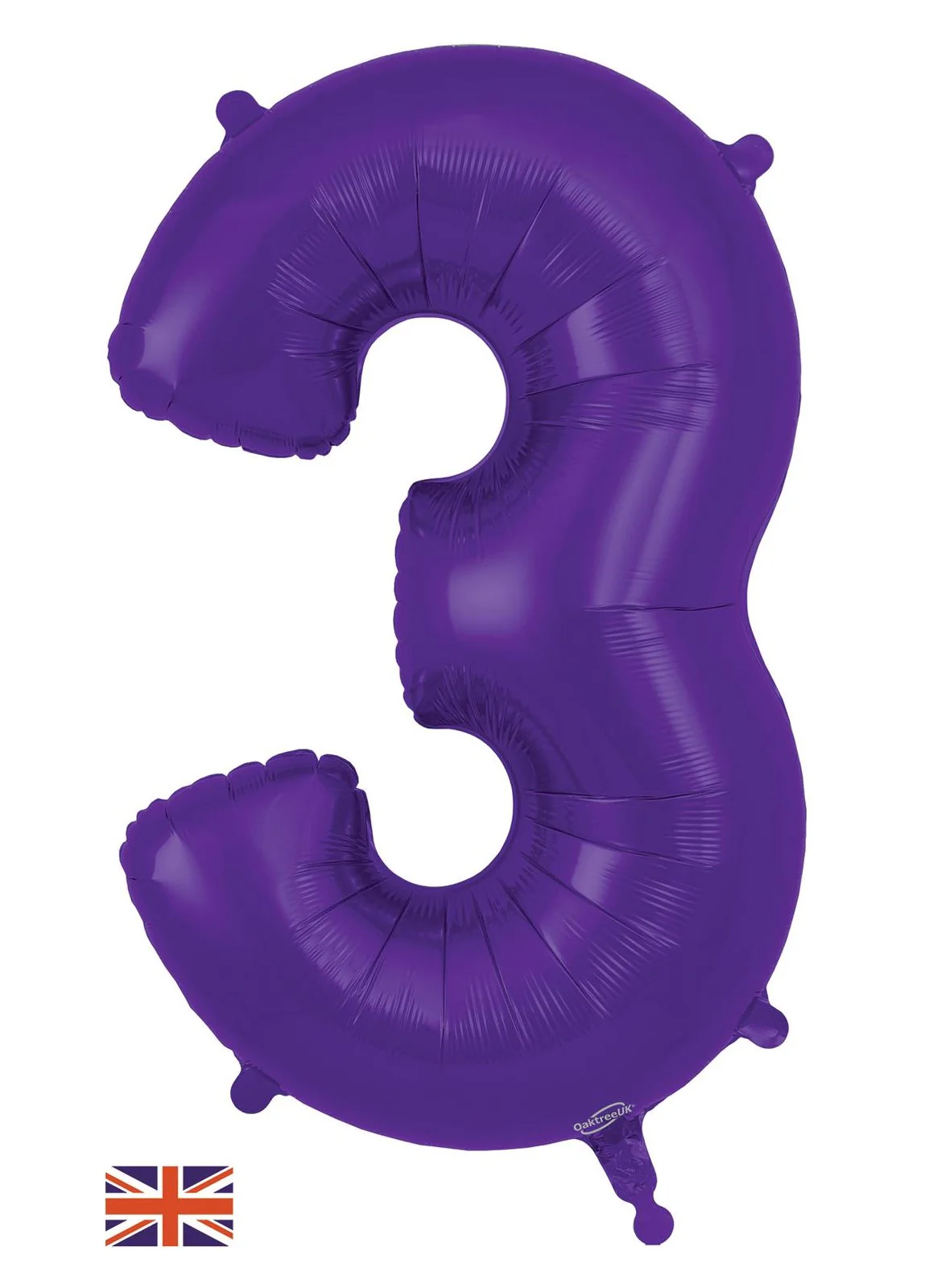 Number 3 Purple Foil Balloon