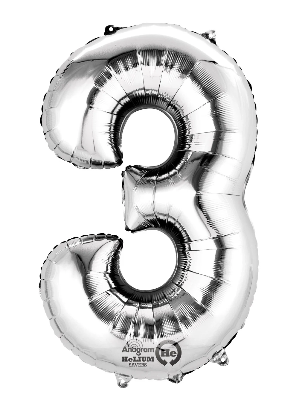 Number 3 Silver Air Filled Balloon