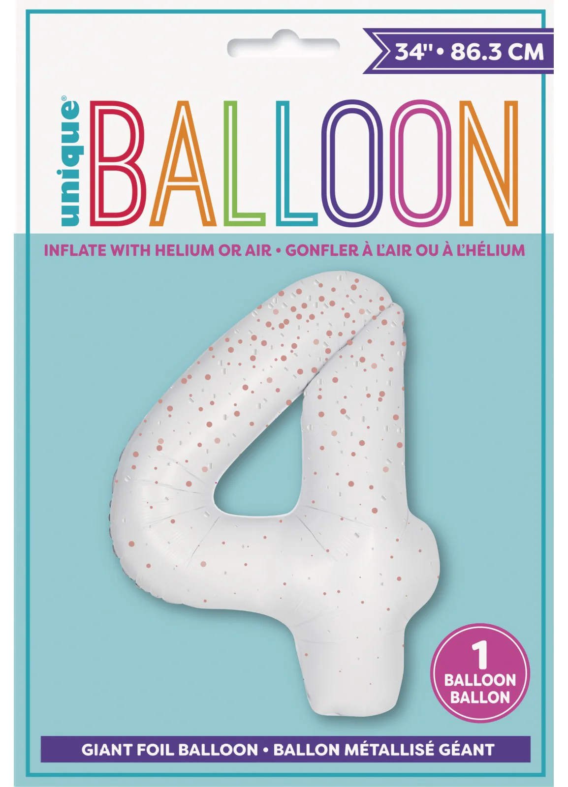 Number 4 Rose Gold Glitz Foil Balloon - Image 2