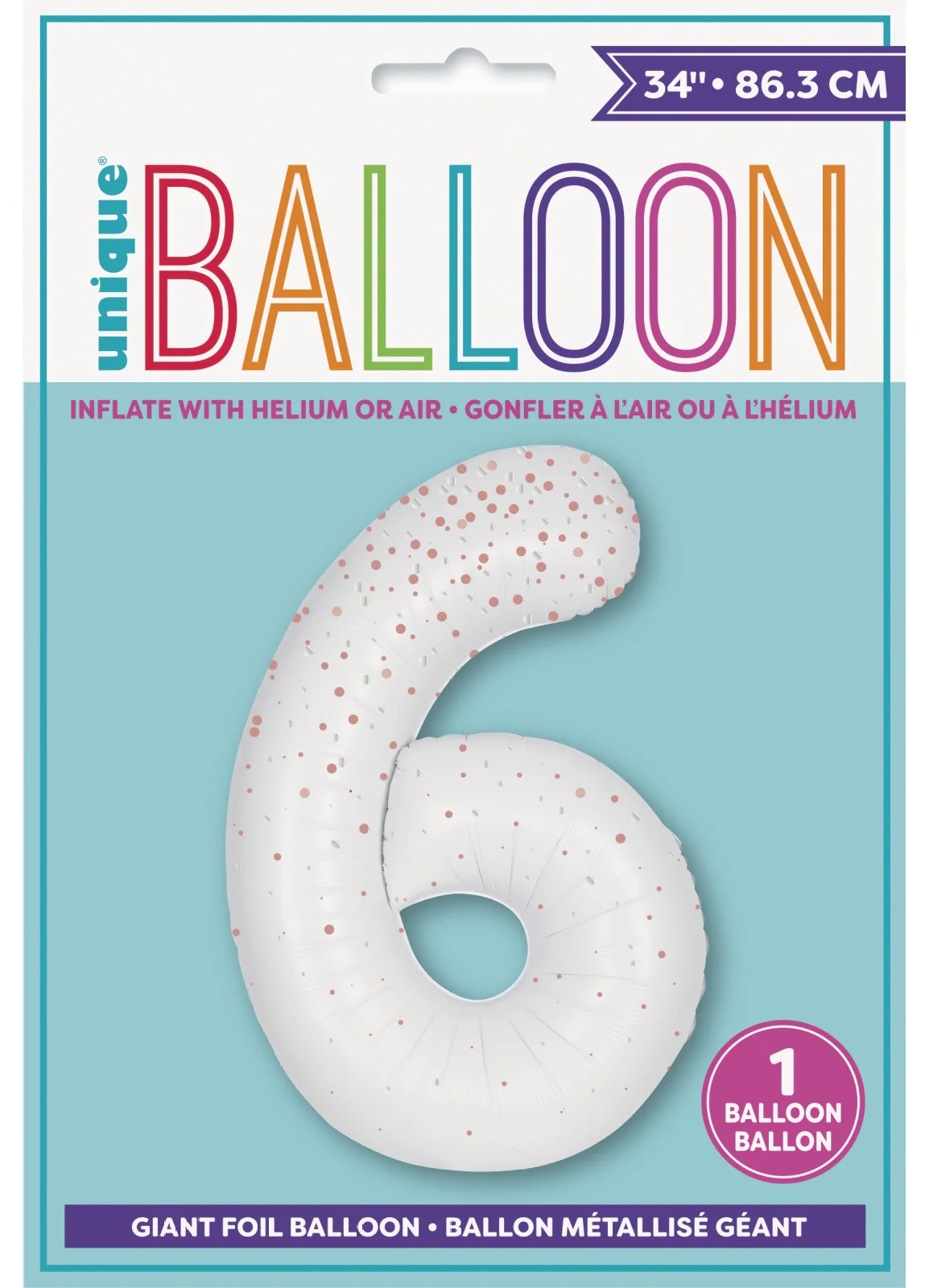 Number 6 Rose Gold Glitz Foil Balloon - Image 2