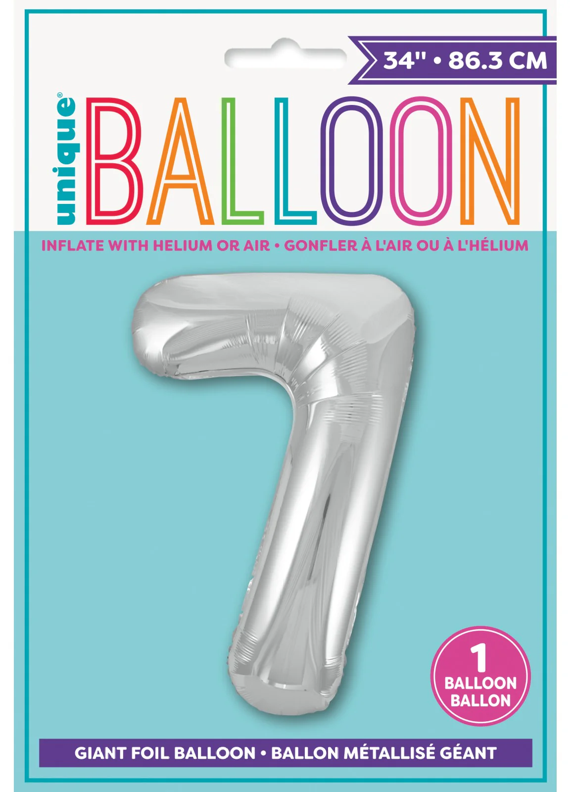 Number 7 Silver Foil Balloon