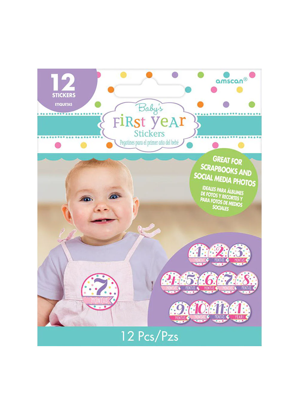 Pink Baby's First Year Stickers