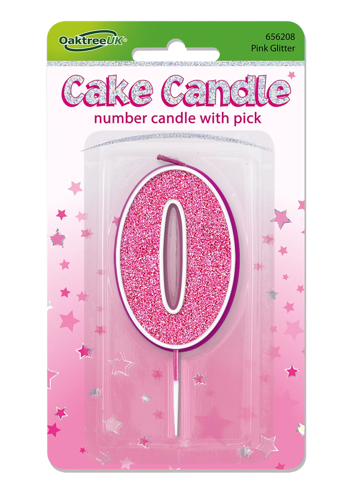 Pink Glitter Number 0 Candle - Image 2