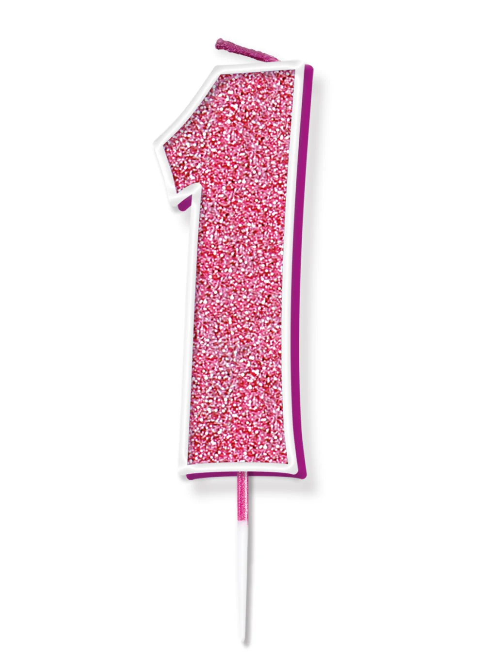 Pink Glitter Number 1 Candle