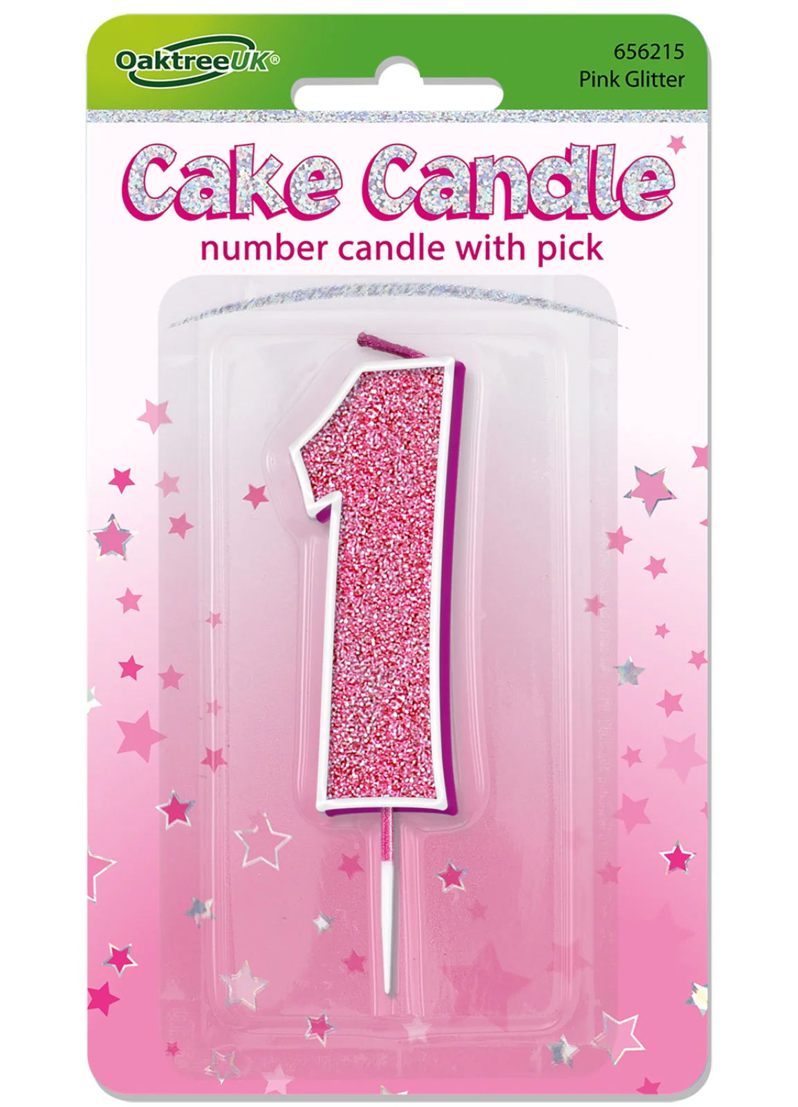 Pink Glitter Number 1 Candle - Image 2