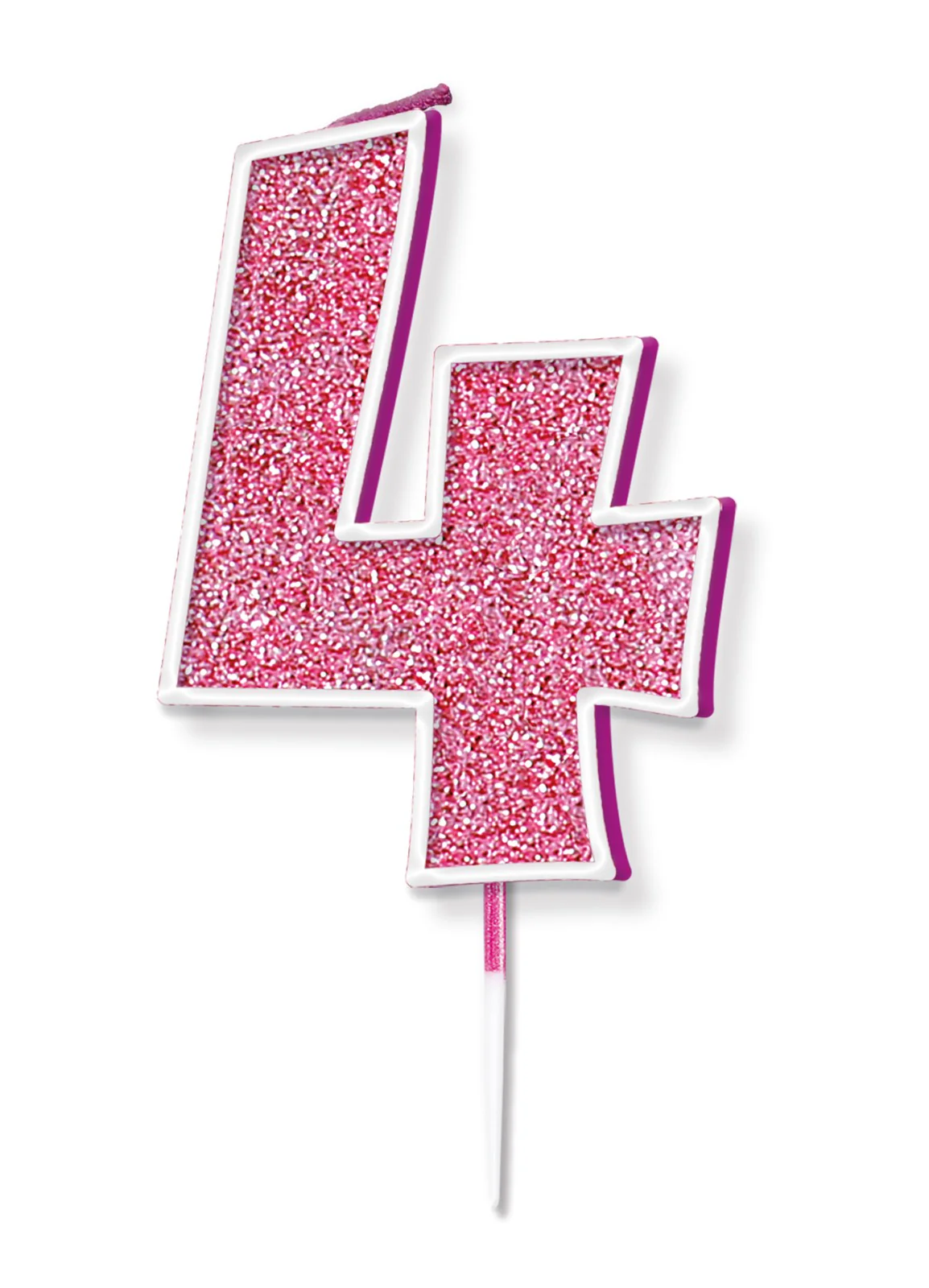 Pink Glitter Number 4 Candle
